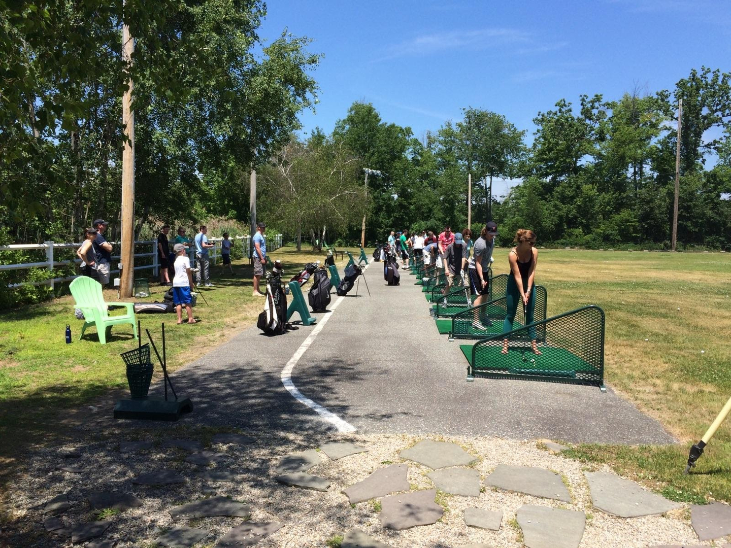Group golf clinic at the driving range